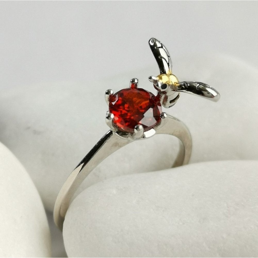 Spessartite Garnet Bee sterling silver ring size 7 🆕 - Picture 7 of 11
